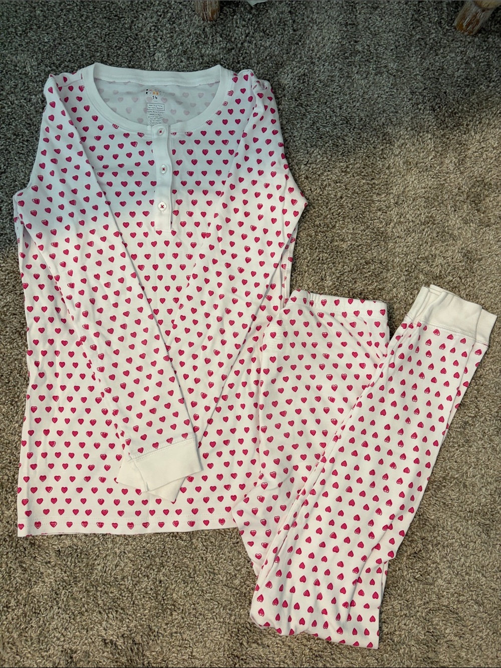 ROLLER RABBIT Teens White and Pink Heart Pajama Set 💕